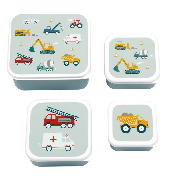 Lot de 4 boîtes repas et goûter - Véhicules – A Little Lovely Company