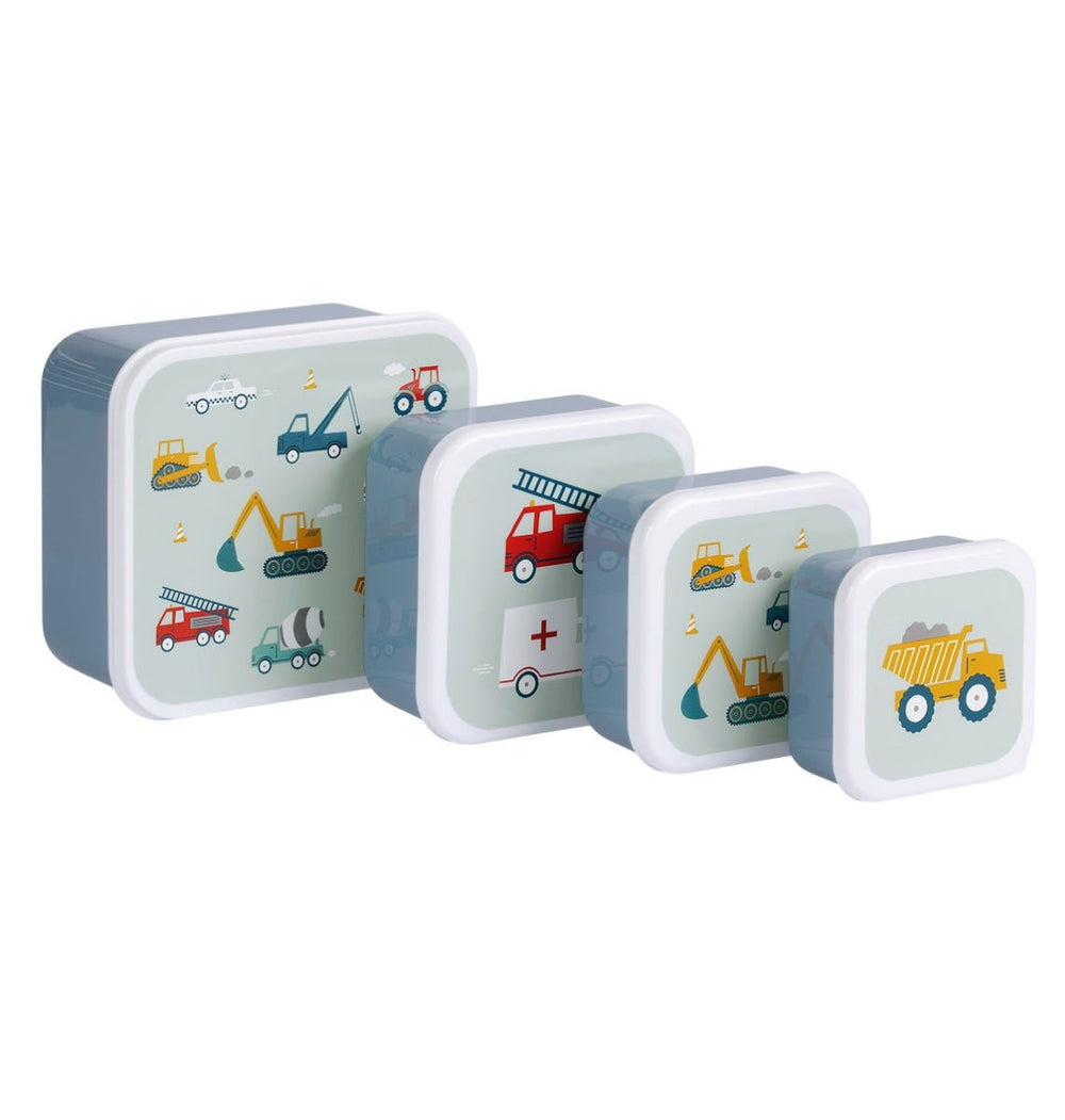 Lot de 4 boîtes repas et goûter - Véhicules