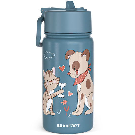 Thermo Kids Water Bottle Stainless Steel - Dog & Cat blue