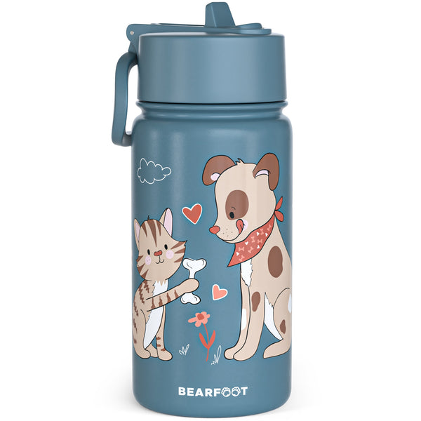 Thermo Kids Water Bottle Stainless Steel - Dog & Cat blue