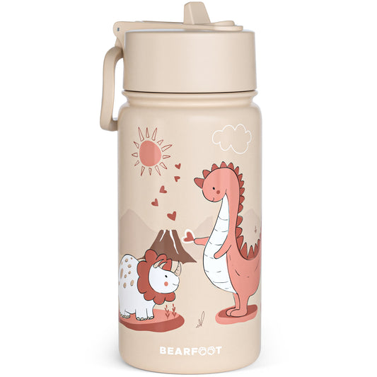 Thermo Kids Stainless Steel Drinking Bottle - Dinosaurs brown