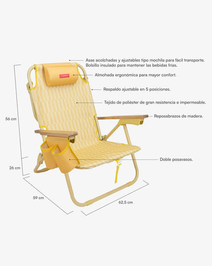 Yellow folding beach chair - ODIN