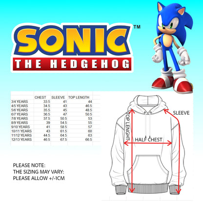 SONIC THE HEDGEHOG Boys' Hoodie - 100% Cotton Hooded Sweatshirt