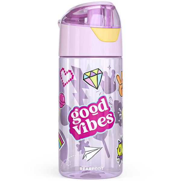 Kids' water bottle, lightweight water bottle - purple stickers
