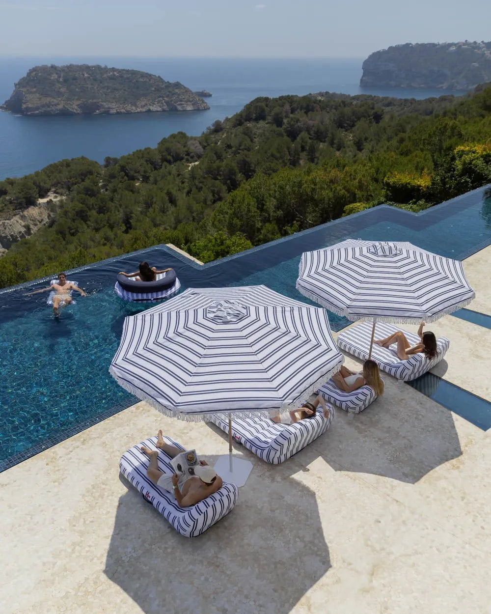 Blue outdoor umbrella - DORIA