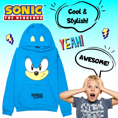 SONIC THE HEDGEHOG Boys' Hoodie - 100% Cotton Hooded Sweatshirt