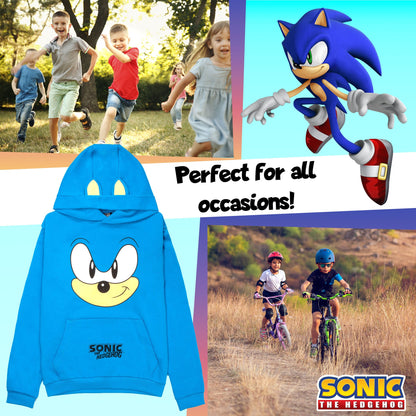 SONIC THE HEDGEHOG Boys' Hoodie - 100% Cotton Hooded Sweatshirt