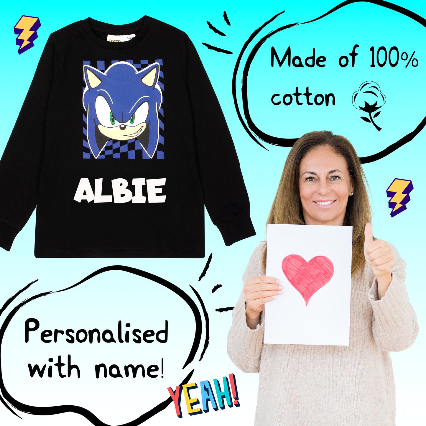 SONIC THE HEDGEHOG Personalised Pyjamas For Kids