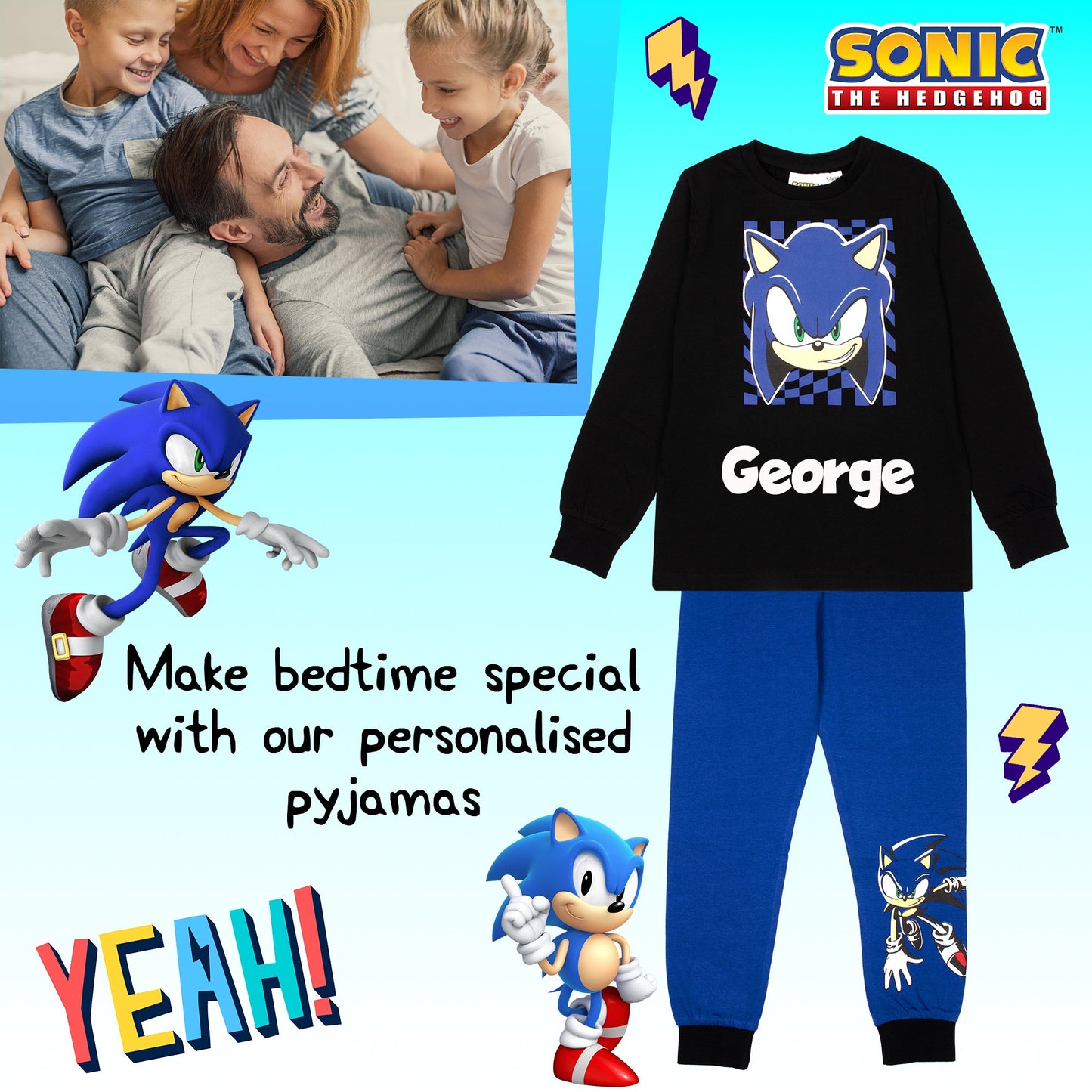 SONIC THE HEDGEHOG Personalised Pyjamas For Kids