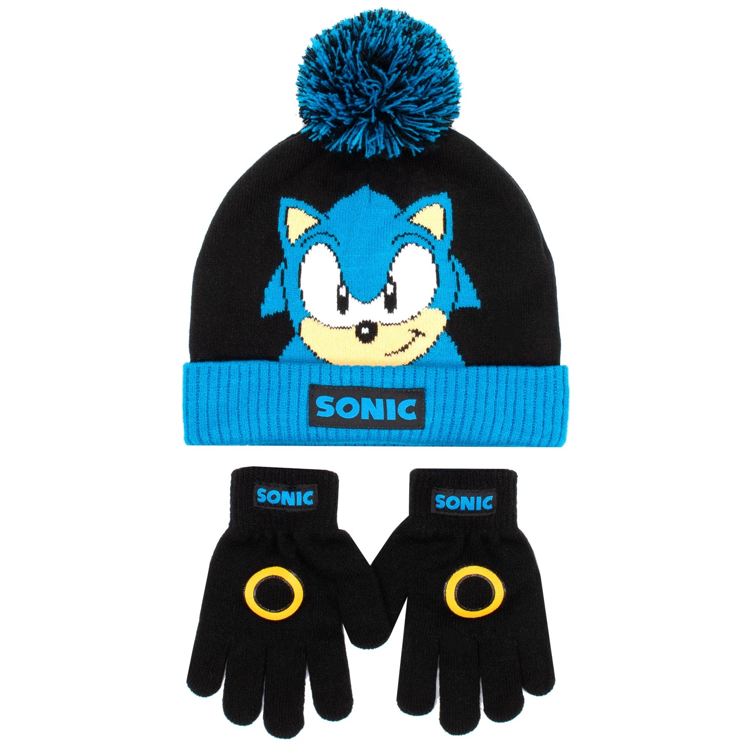 Sonic THE HEDGEHOG Winter Hat & Gloves Set garçon-noir