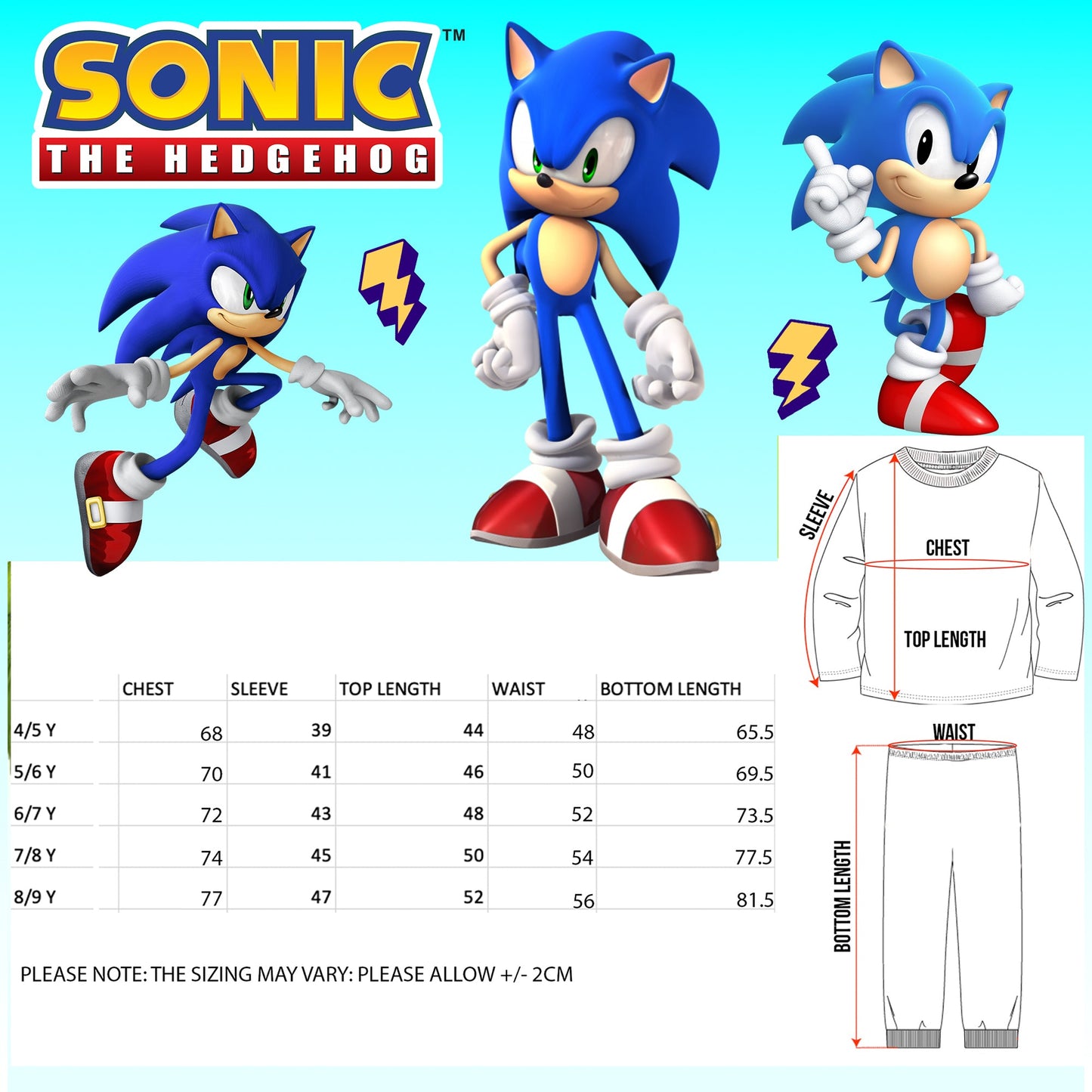 SONIC THE HEDGEHOG Personalised Pyjamas For Kids