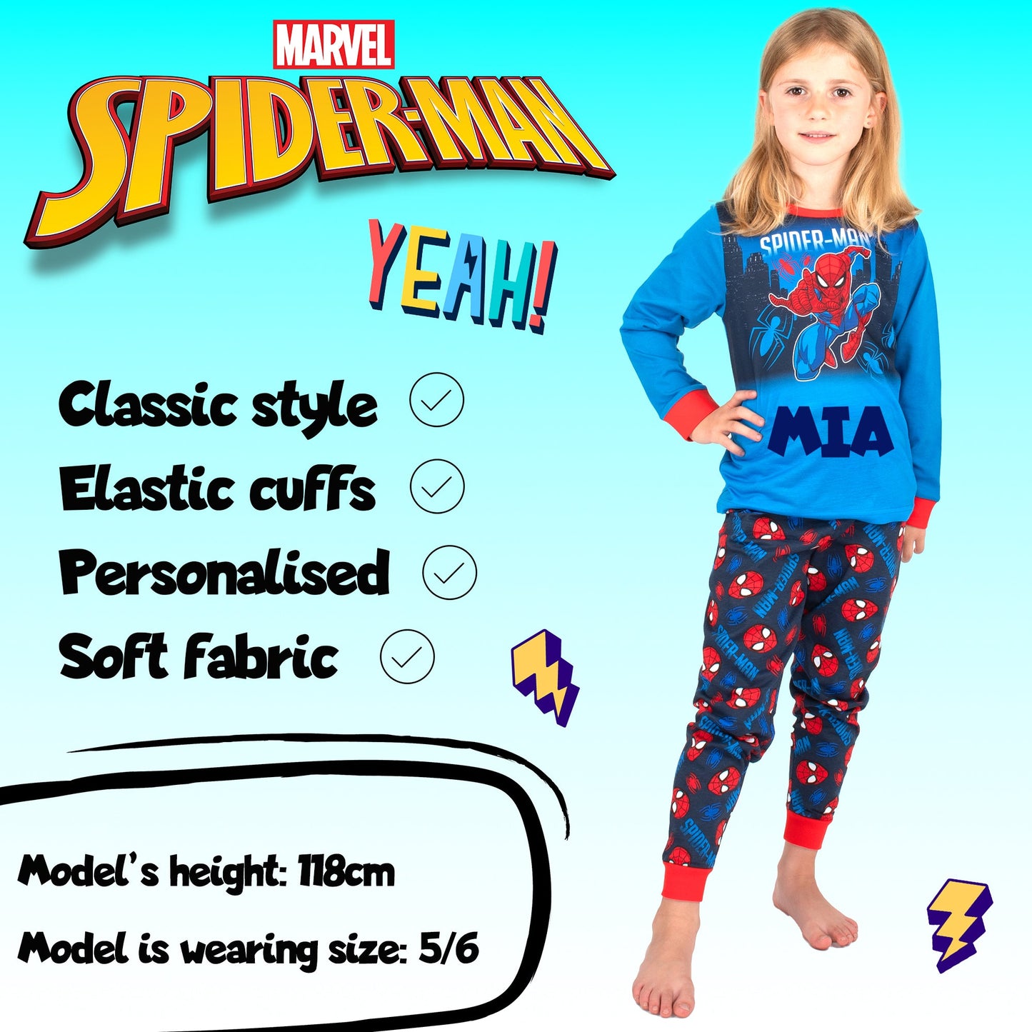 Marvel Spider-Man Christmas Personalised Pyjamas - Blue