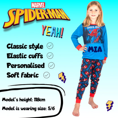 Marvel Spider-Man Christmas Personalised Pyjamas - Blue