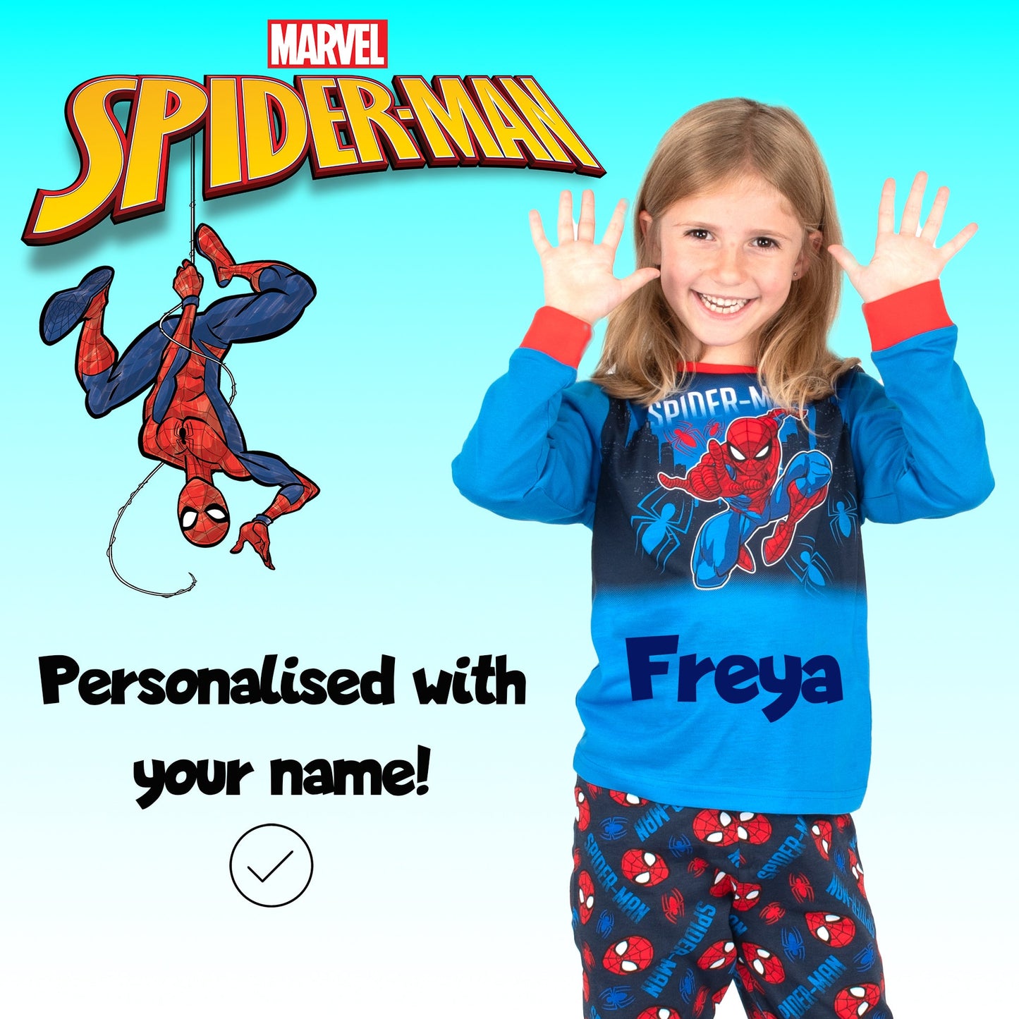 Marvel Spider-Man Christmas Personalised Pyjamas - Blue