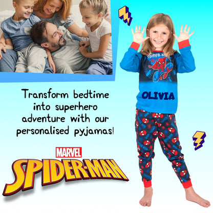 Marvel Spider-Man Christmas Personalised Pyjamas - Blue