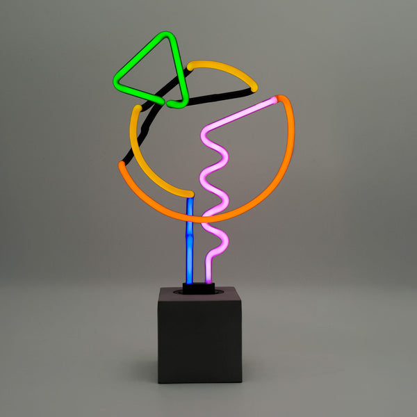 Neon concrete base "Art with Green Triangle"