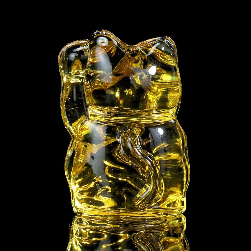 Statuette Chat Chanceux Jaune