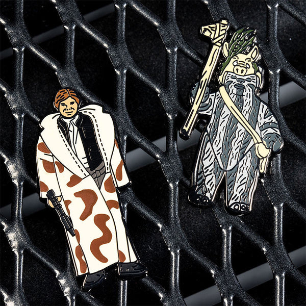 Star Wars Pin Set 1.38 – Han Solo (in Trench Coat) and Teebo