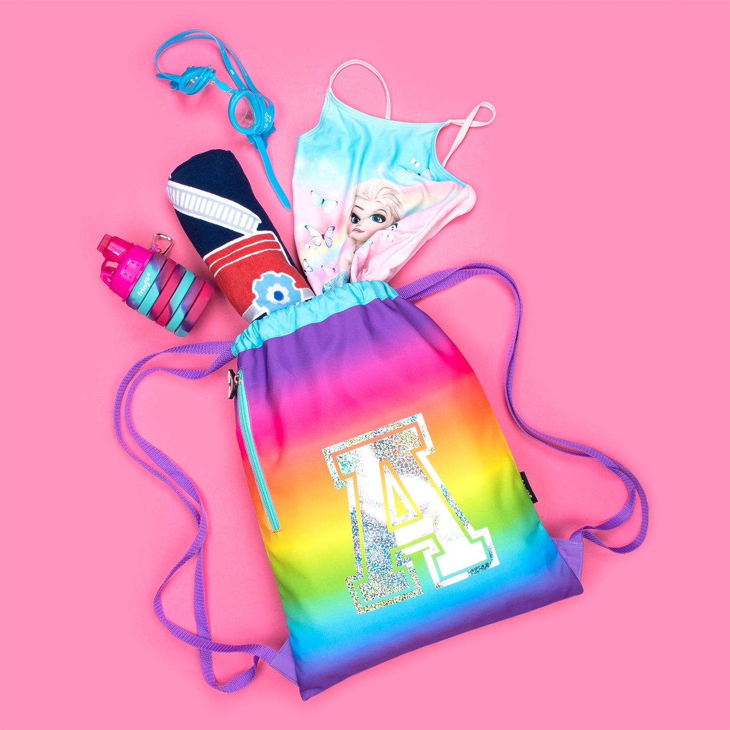 Personalised Rainbow Drawstring Bags
