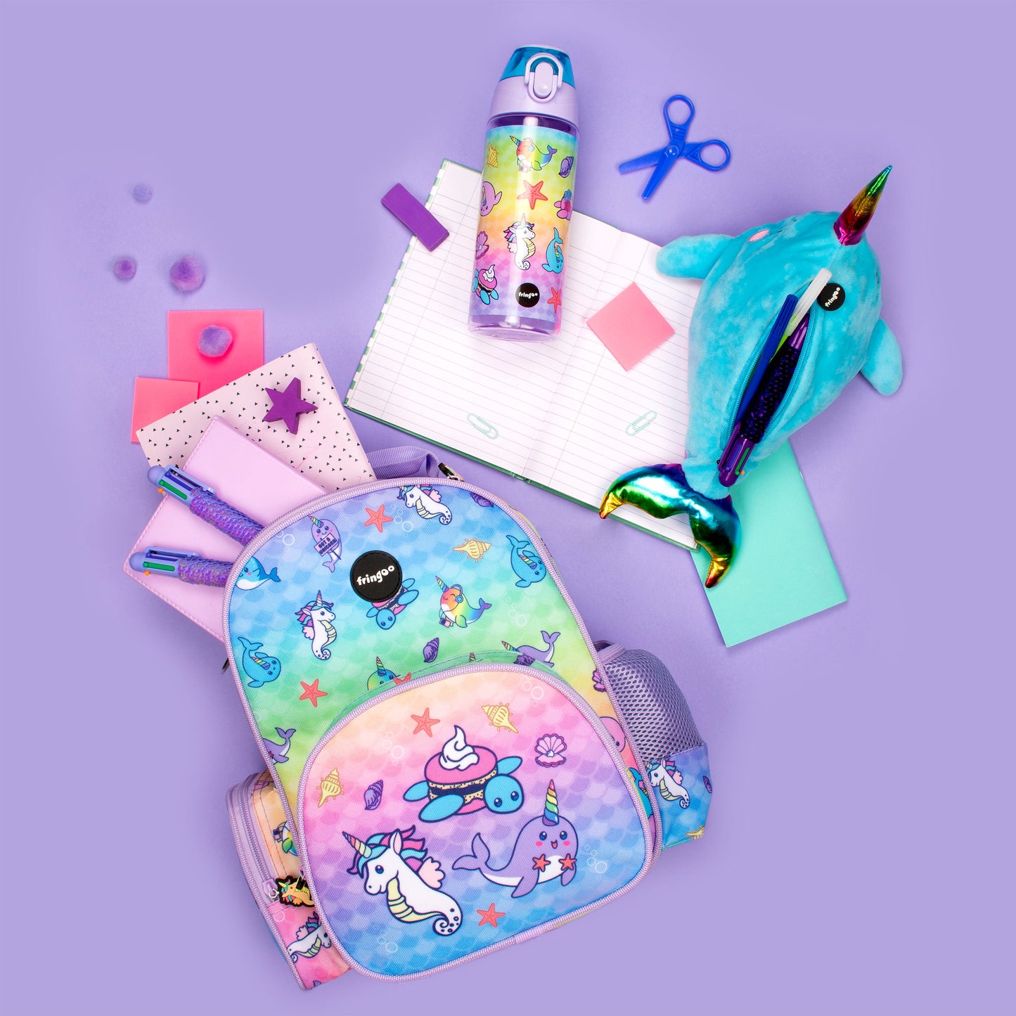 Kids School Backpack - Narwhal & Seahorse Nursery Bag