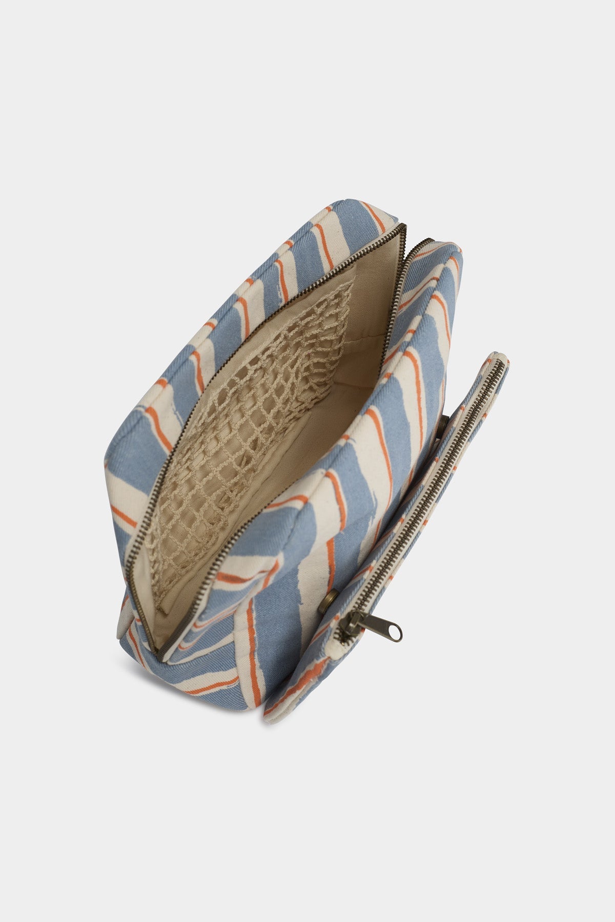 Trousse de toilette XL Alix Rayures Orange et Bleu