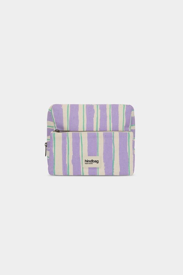 Alix XL Wash Bag Green and Mauve Stripes