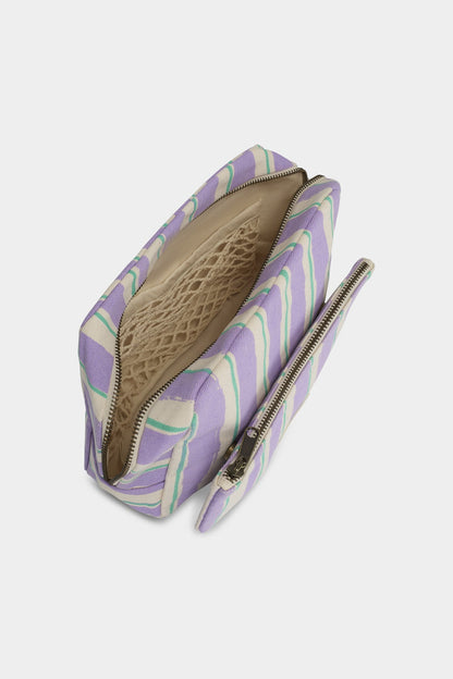 Trousse de toilette XL Alix Rayures Vert et Parme