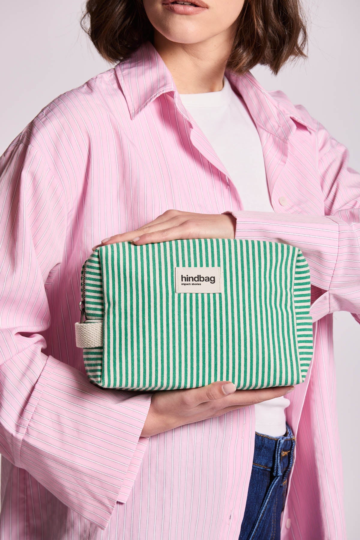 Leon Green Striped Toiletry Bag
