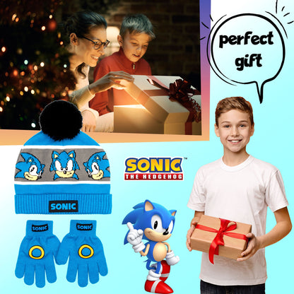 Sonic THE HEDGEHOG Winter Hat & Gloves Set garçon