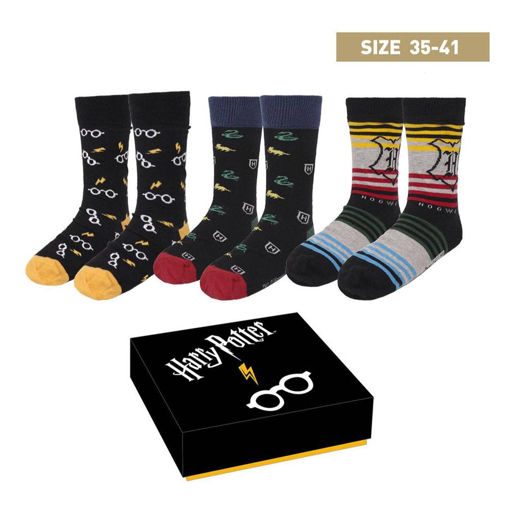 Confezione da 3 paia di calzini con lo stemma di Harry Potter 