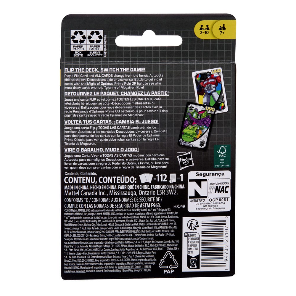 UNO Flip! Card Game - Transformers 
