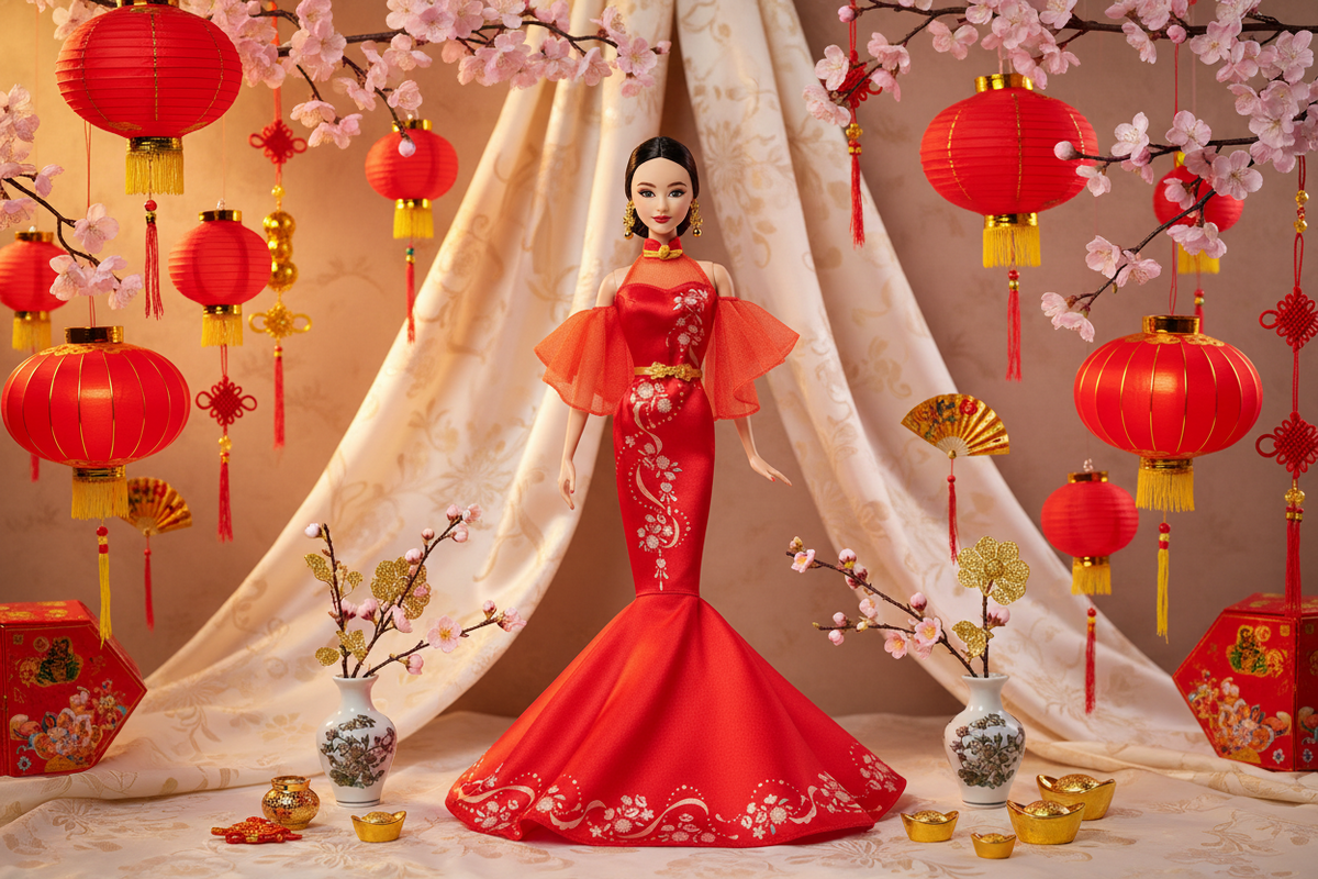 Bambola Barbie Signature per il Capodanno lunare con abito Qipao