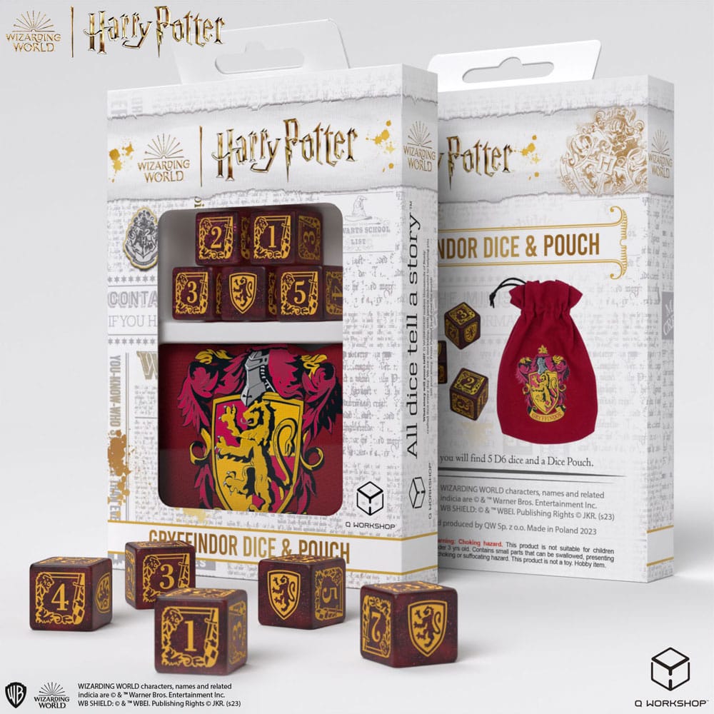 Harry Potter Dice Set with Pouch - Gryffindor 