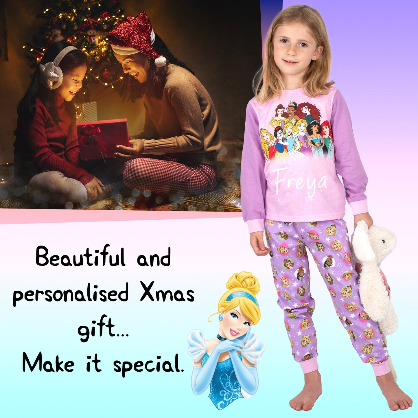 Disney Christmas Personalised Pyjamas - PINK