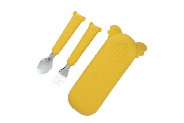 Zoe the Koala Cutlery with Silicone Case Mustard