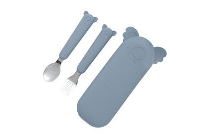 Zoe the Koala Cutlery with Silicone Case Storm Grey