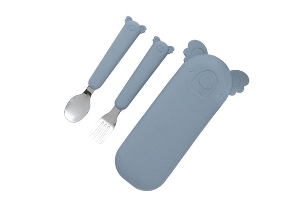 Zoe the Koala Cutlery with Silicone Case Storm Grey