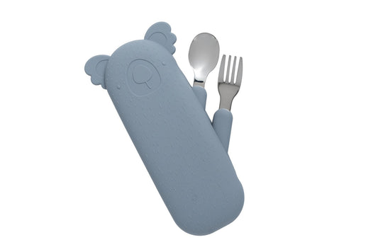 Zoe the Koala Cutlery with Silicone Case Storm Grey