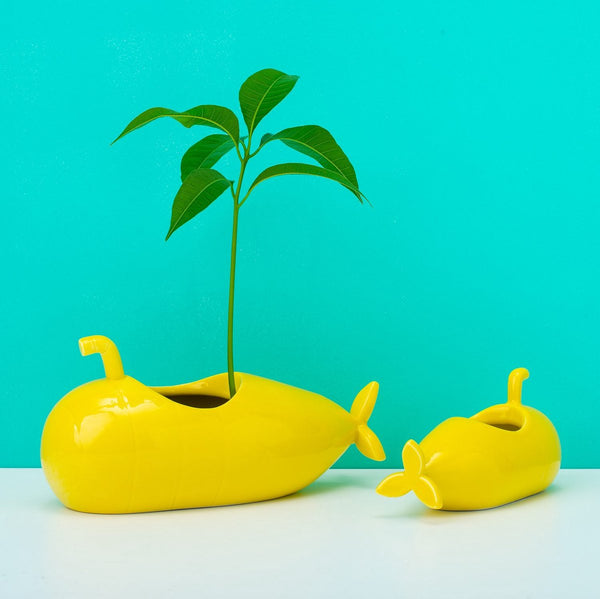 Pot de fleur Sous-marin Jaune Bitten – Cache-pot original