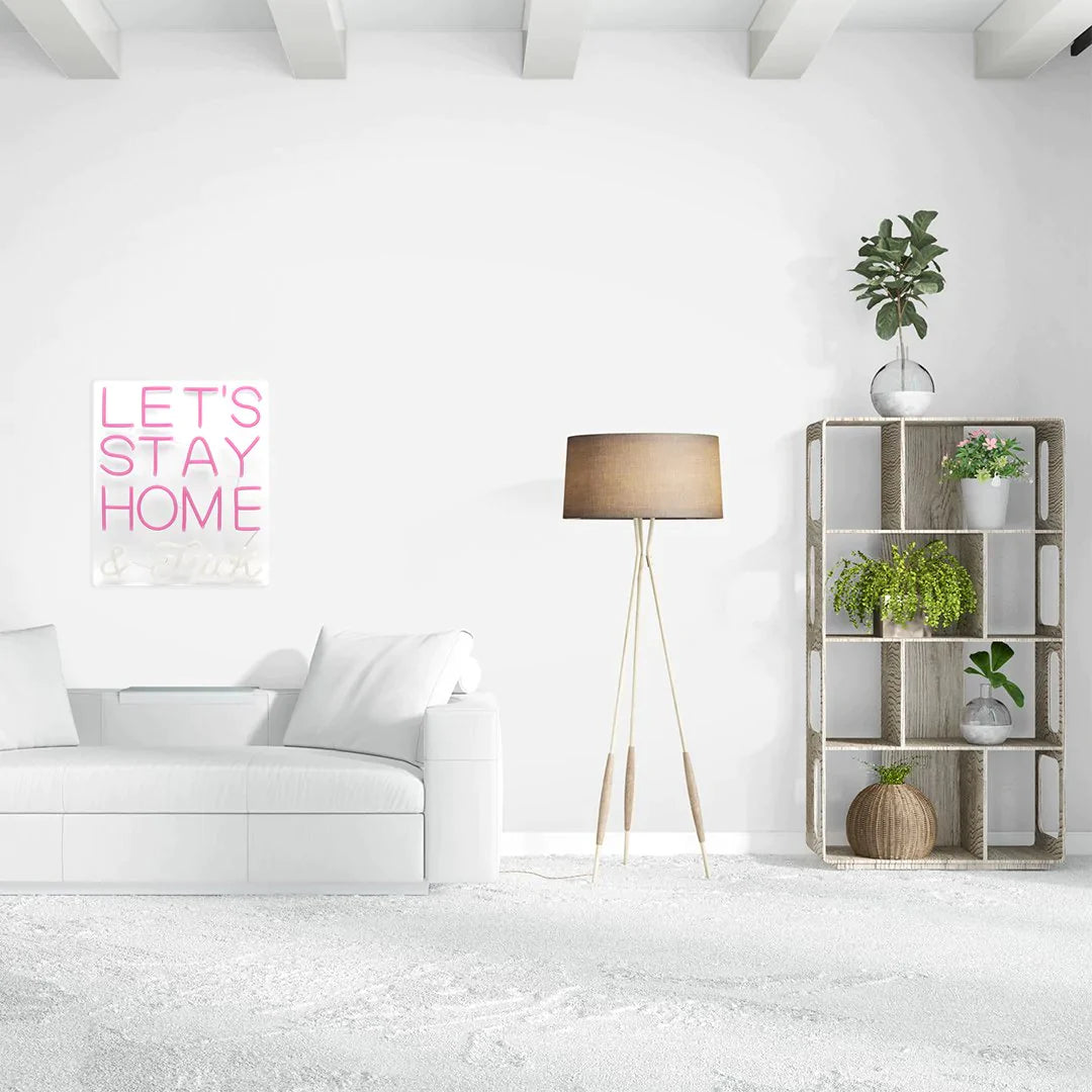 Let's Stay Home and F*CK - Rose wall neon