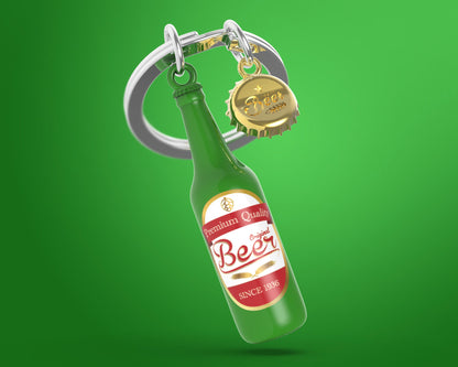 Porte clés Bouteille de Bière Verte