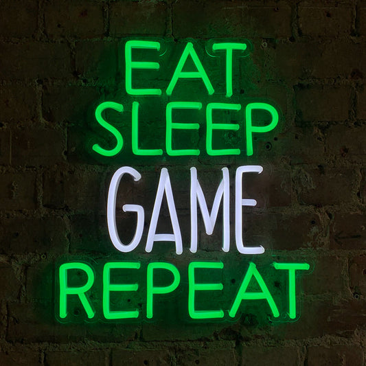 Néon Mural Eat Sleep Game Repeat Locomocean | Boutique d'objets cadeaux designs kokochao.com