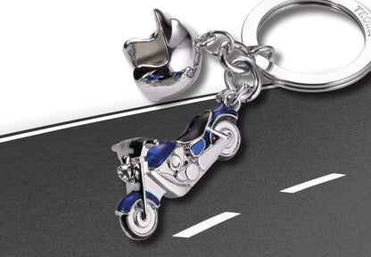 Porte clés Moto Custom Bleue