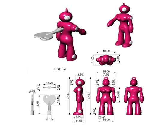 Keyring Female Robot