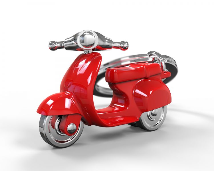 Portachiavi retrò con scooter rosso