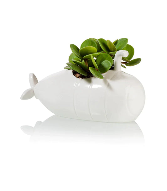 White submarine flower pot