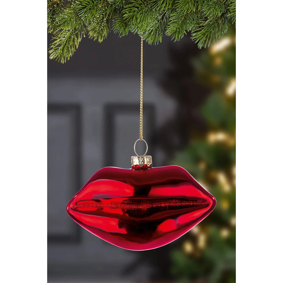 Red Lips Christmas Bauble